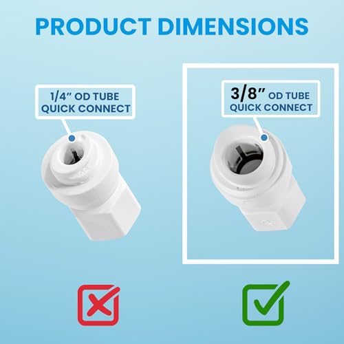 3/8" OD Quick Connect x 1/4" Comp (7/16" UNS Thread) Female Faucet Adapter Fitting for Water Filtration RO Faucet Adapter. White. - size: 3/8" OD Quick Connect x 1/4" COMP