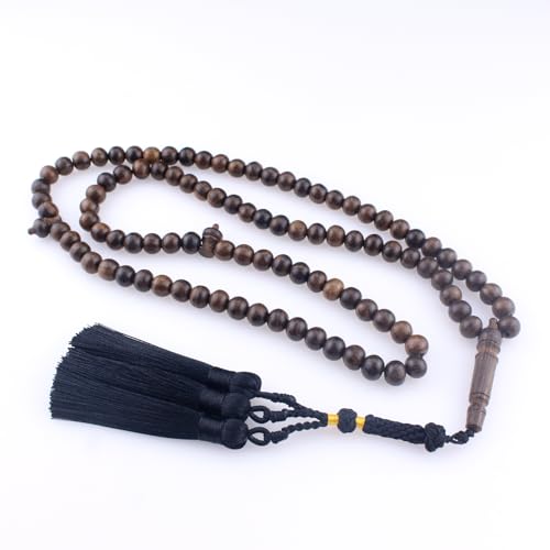 Muslims Islamic Dhikr Tasbeeh 99 Tasbih Prayer Beads, Wood Beads with Tassel