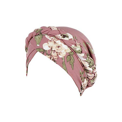 Cancer Chemo Beanies Bandana Headwrap Cap Satin Bonnet Head Scarf Hijab Braid Silky Turban Hats for Women - color: Pink Floral