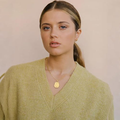 POTESSA 18K Gold Plated Pendant Necklace Medallion Coin Heart Y Shaped Chain Toggle Necklace for Women Jewelry - color: Golden Mary Cross