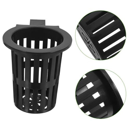 6pcs Hanging Hydroponic Basket Set for Fish Tank and Pond Plants – Small Round Black Plastic Mesh Net Pots (20-40mm) Wall-Mounted Planters for Aquatic Gardening and Balcony Decor