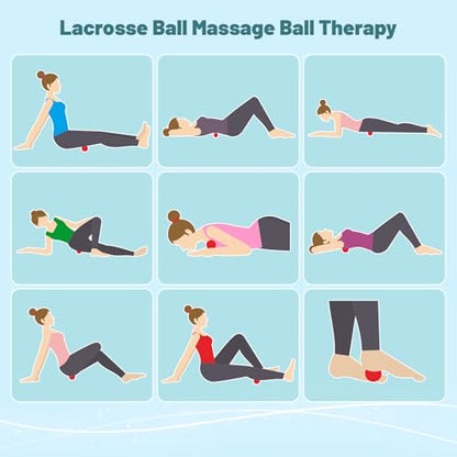 Physical Yoga Balls Massage Lacrosse Balls for Myofascial Release, Trigger Point Therapy, Muscle Soreness Deep Tissue Massage Physical Therapy Equipment(2 Pack,Red and Dark Blue)