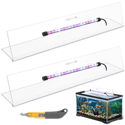Sieral Aquarium Lids Polycarbonate Canopy with LED Light 2 Pcs Set 16.87 x 16.87 x 0.12 Inch for 50/65/84 Gallon with Center Brace Aquariums Cover Fish Tank Lid with a Hook Knife, Clear - color: Clear, size: 36 x 18 Inch