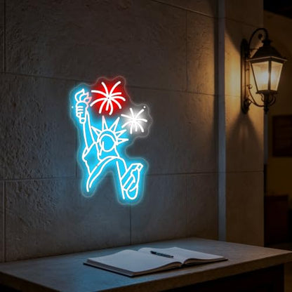 Statue Of Liberty Neon Sign Patriotic Holiday Wall Decor-10.9" x 16.9" - color: Statue of Liberty
