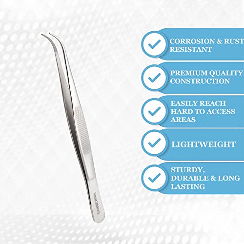 Lab Tweezers High Precision Forceps, Fine Strong Curved Point Tweezers, Stainless Steel (5.5 Inch) - size: 5.5 Inch
