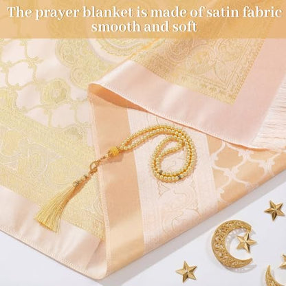 Breling 3 Pack Muslim Prayer Rug with Tasbih and Portable Bag Muslim Gift for Women Men Prayers Carpet Mat Mubarak Islamic Gifts Set for Eid al-Adha Hajj Ramadan Travel Pray