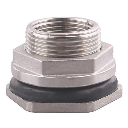 DERNORD 3/4" Female Bulkhead Water Tank Connector Stainless Steel Bulkhead Fittings Pack of 5 - size: 3/4 Inch, style: Pack of 5