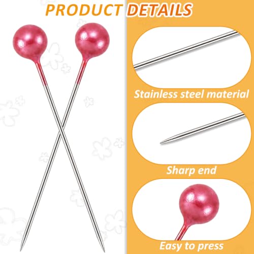 50pcs Decorative Pearl Push Pins, 1.02x0.16in, Red - color: Red-0.16x1.02in-50pcs