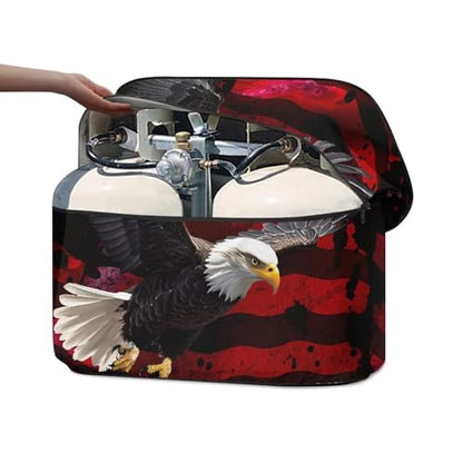 Eagle American Flag RV Propane Tank Cover for Travel Trailer Waterproof/Dustproof Camper Propane Tank Cover Double 20LB, Weather Resistant Gas Cylinder Cover - color: Eagle American Flag, size: Small-Double 20 LB