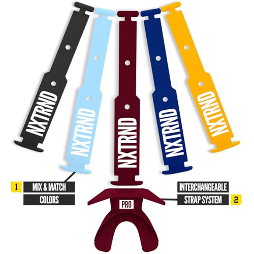 Nxtrnd One Pro Football Mouth Guard, Interchangeable Strap, Fits Adult & Youth (Maroon) - color: Maroon Pro