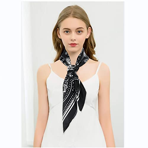 vimate 35" Square Silk Like Head Scarf - Women's Fashion Satin Scarf Bandana for Hair Wrapping at Night. - color: F#. Style--66