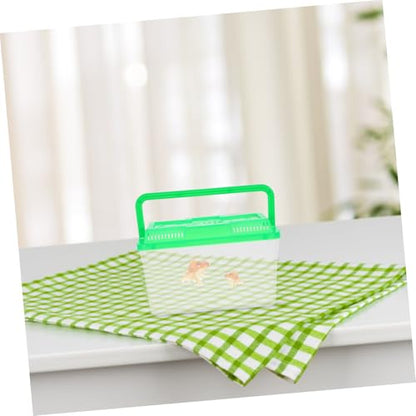 VICASKY 4Pcs Portable Mini Transparent Fish Tank with Handle Versatile Reptile Carrier Hamster Travel Box for Safe Pet Transportation and Attractive Home Decor