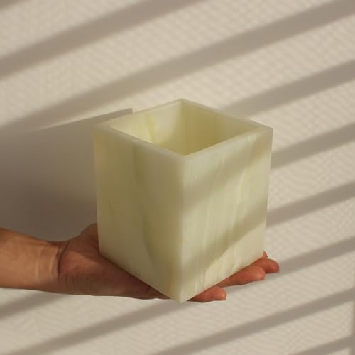 Natural Light Green Onyx Toothbrush Holders for Bathroom, Marble Makeup Brush Holder Countertop Organizer - color: Light Green Onyx
