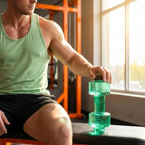 BDumbbell Shaped Sports Water Bottle Durable Plastic Gym Water Kettle For Fitness Outdoor And Daily Use - color: green