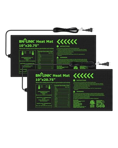 BN-LINK 10" x 20.75" Seedling Heat Mats for Seed Starting Plant Germination | 2 Pack Durable Waterproof Warming Mat Plant Heating Pad for Seed Starter, Indoor Growing, Hydroponic, Greenhouse, ETL Listed - size: 10x20 2 Pack