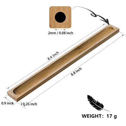 2 Pieces Natural Bamboo Incense Stick Holder Home Incent Burner with Ash Catcher