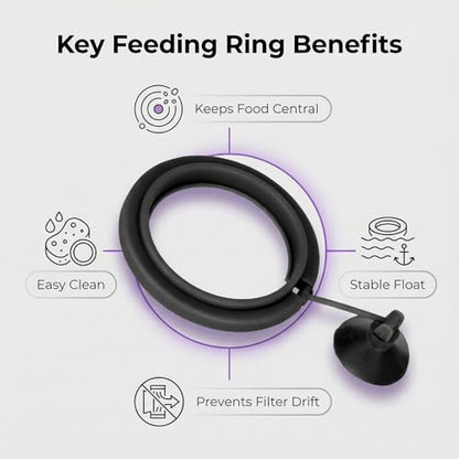 Aquarium Feeding Ring with Suction Cup Holder, Floating Fish Food Circle for Tanks, Black 1 Pack, Turtle Feeding Ring for More Controlled Pellets and Flakes