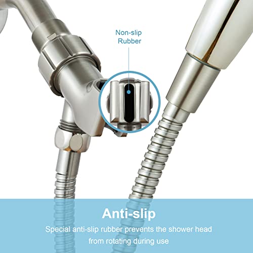 OFFO Shower Head Holder with Solid Metal Ball for Handheld Shower Head, Brushed Nickel Adjustable Shower Arm Mount for Connecting Shower Arm and Shower Hose, 1/2 in IPS Female Inlet and Male Outlet - style: Brushed Nickel