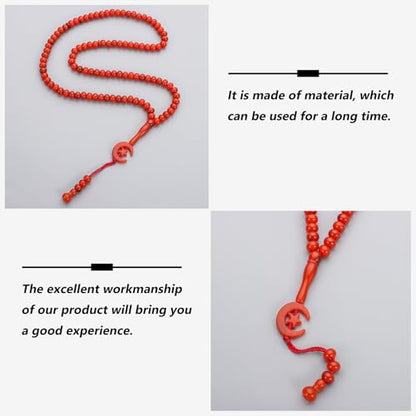 2 Pack Prayer Beads, Muslim Tasbih 99 Beads Allah & Muhammad Islamic Prayer Rosary Muslim Islam Misbaha Tasbeeh 99 Necklace for Men and Women(Red) - color: Red