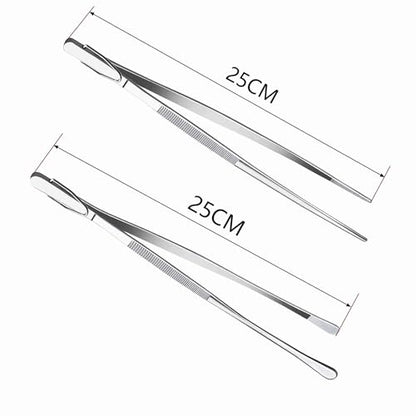 10-Inch Fine-Tip Kitchen Tweezers Tongs, Extra-Long Stainless Steel Cooking Tweezers Dishwasher Safe for Grilling, Baking & Food Prep (2 Parks 10In BBQ Tongs w/Hook) - color: 2 Parks 10in Bbq Tongs W/Hook