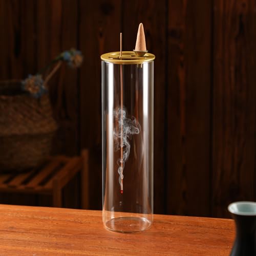 Ceremony Incense Holder, 2 in 1 Incense Burner for Sticks, Ash-Proof Glass Incense Burner for Meditation Yoga Spa Room Decor Ceremonial Incense Incense Incense Scent Holder, 2 in 1 - color: 2 in 1 Round