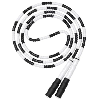 Leeboom Jump Rope, Adjustable Length Tangle-Free Segmented Soft Beaded Skipping Rope, Fitness Jump Rope for Kids, Man, and Women Weight Loss 9.2 Feet - color: white