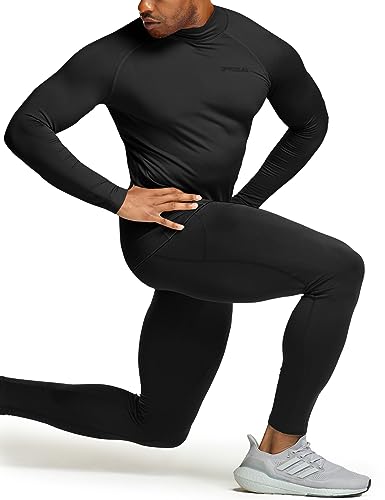 TSLA Men's Thermal Long Sleeve Compression Shirts, Mock/Turtleneck Winter Sports Running Base Layer Top - color: 2pack Black, size: XX-Large