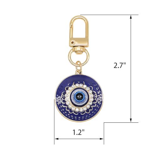 Evil Eye Keychain Hamsa Hand keychain Protection Charm for Men Women Car Key Ring Bag Purse Accessories - color: Gold Blue Eye