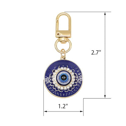 Evil Eye Keychain Hamsa Hand keychain Protection Charm for Men Women Car Key Ring Bag Purse Accessories - color: Gold Blue Eye