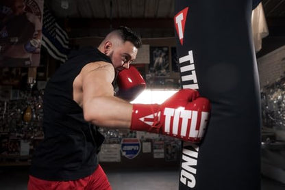 TITLE Boxing Inferno Intensity Lace Training Gloves - MMA, Kickboxing, Punching Bag, Sparring - 14, 16, 18oz - color: Red/White, size: 14 oz