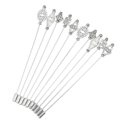 10pcs Hijab Hat Pins Long 4.9 Inch Chinese Knot Head Corsage Boutonniere Pins Brass Scarf Sewing Dressmaker Accessories for Fabric Quilting Projects Jewelry Making DIY Decoration Craft