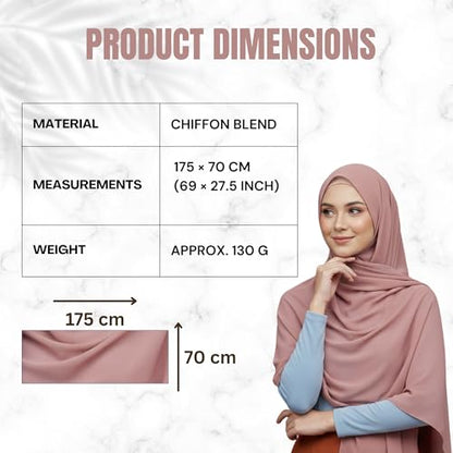 NOOR Chiffon Hijab Set for Women - Pack of 5 Lightweight Non-Slip Scarves, Premium Breathable Fabric, Gift-Ready Packaging - color: Mix Colors 1