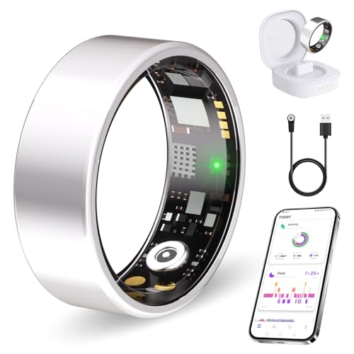 Smart Ring No Subscription, Health Tracker Ring for Women (Silver, 9#) - color: Silver, size: 9#