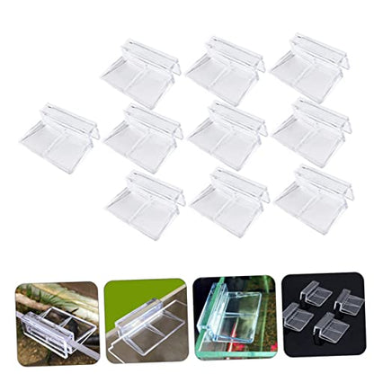 10-Pack Acrylic Support Brackets for Fish Tanks Adjustable Glass Clips Compatible 10-12mm Thick Glass Sturdy Aquarium Supplies
