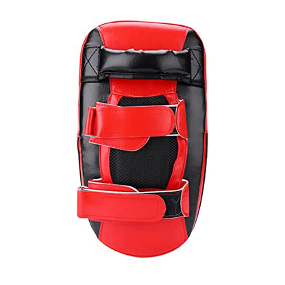 Muay Thai Pad for Training, Curved Kickboxing Kicking StrikeShield, KickShield, Coaching Kick Boxing, MMA, Martial Arts, Karate, Taekwondo, Punching, Foot, Knee and Elbow Target (Black Red)