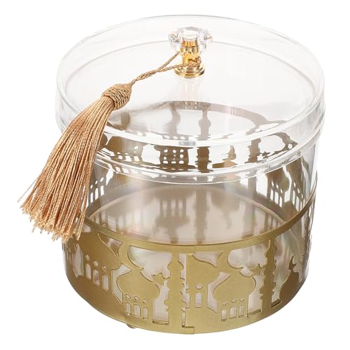Wedding Candy Box 5.11X4.72X4.72In Gold Metal Candy Storage Box Middle East Style Ramadan Eid Mubarak Favor for Party Dessert Boxes