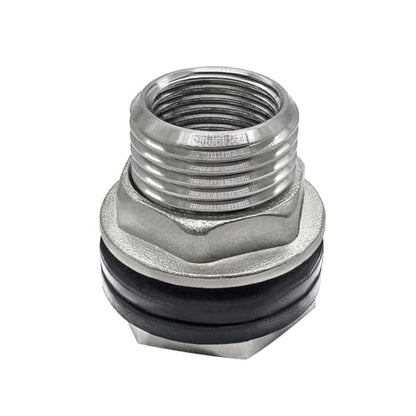 Beduan Stainless Garden Hose Bulkhead Fitting, 1 NPS Male to 3/4 GHT Female Bulkhead Water Tank Connector Thru-bulk Fitting for Rain Barrels, Aquariums, Sinks, Irrigation - size: 1 NPS Male x 3/4 GHT Female, style: PackOf 1