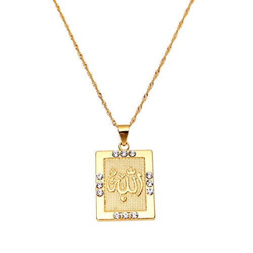 Platinum 24K New Islamic Allah Pendant Charms Choker Necklace Religious Muslim Jewelry - style: Gold 2