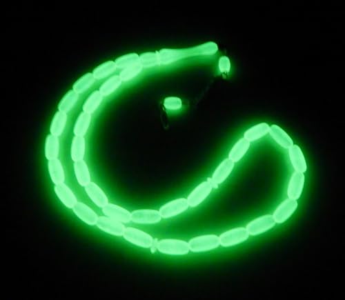 Perlin Muslim Prayer Beads 33 Bead Glow in the Dark Tasbih – Islamic Misbaha Subha Dhikr Beads with 15 x 6 mm Oval Luminous White Beads, Ottoman Style Prayer Rosary for Meditation and Worship, 38 cm