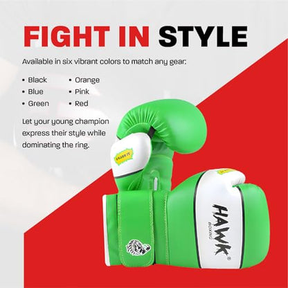 Kids Boxing Gloves for Kids Children Youth Punching Bag Kickboxing Muay Thai Mitts MMA Training Sparring Gloves - color: Green, size: 4 oz