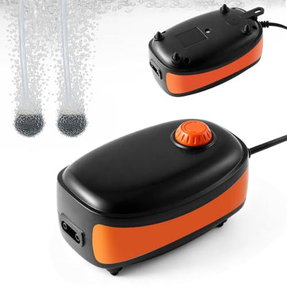 4W/5W/8W Aquarium Corded Electric Air Pump, 96GPH/160GPH/256GPH Dual Outlet & 4-Outlet Oxygen Pump, Ultra Quiet Aquarium Bubbler for Fish and Turtle Tanks up to 300 Gallons - style: 2 Outlets-5W
