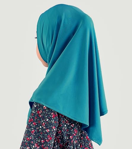 Modefa Islamic Girl Child Practical Amira Hijab Two Piece Muslim Scarf & Bonnet - Instant Easy Hijab - color: Teal