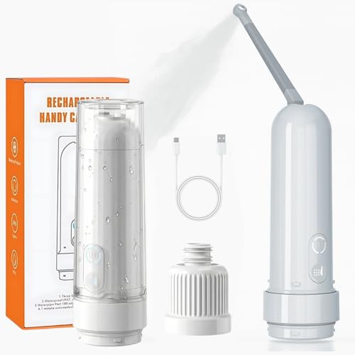 Portable Electric Bidet for Travel – 3 Pressure Modes, USB-C Rechargeable, 180ml Tank & Bottle Adapter, IPX7 Waterproof Handheld Bidet Sprayer for Women Men, Postpartum, Pregnancy & Camping