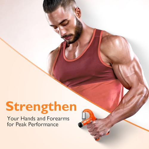 FitBeast Grip Strengthener 팔뚝 강화제, 근력 훈련 및 재활을 위한 조절 가능한 핸드 그립 강화제, 4.5-59.9kg(10-132파운드) 저항, 운동 선수 및 물리 치료에 이상적 (1개) - color: 주황색.