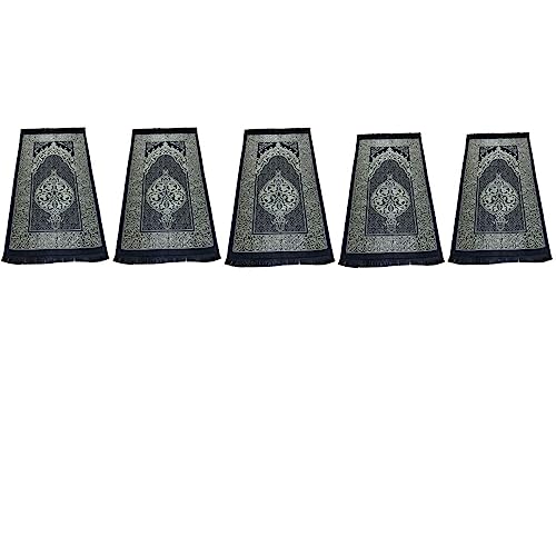 Ottoman Turkish Style Slim Muslim Prayer Rug - Prayer Mat Muslim for Men, Women and for Kids - Perfect Ramadan Gift (5 Thin Prayer Rugs) - style: 5 thin
