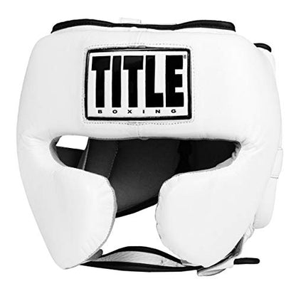 TITLE Boxing Leather Sparring Headgear - MMA & Muay Thai Protection - color: White, size: Large