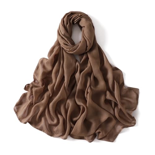 Viscose Hijab Scarf for Women Muslim Cotton Jersey Hijab Fashion Long Scarf Shawls - color: Almond