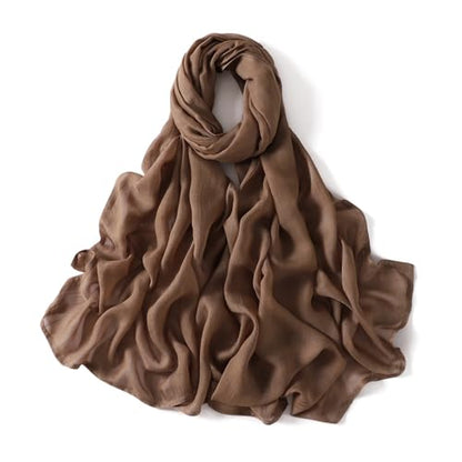 Viscose Hijab Scarf for Women Muslim Cotton Jersey Hijab Fashion Long Scarf Shawls - color: Almond