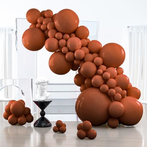 PartyWoo Dark Brown Balloons 127pcs Different Sizes of 36 18 12 10 5 Inch Boho Neutral Coffee Tan Balloon Arch Kit Garland for Birthday Boy Baby Shower Jungle Safari Fall Party Decorations Brown-F08 - color: Brown-f08, size: 127PCS