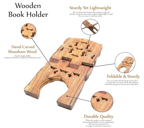 Book Stand Cover Case Wooden Rehal Holy Quran Bible Gita Office Home Decor Furniture 10 inch Stand
